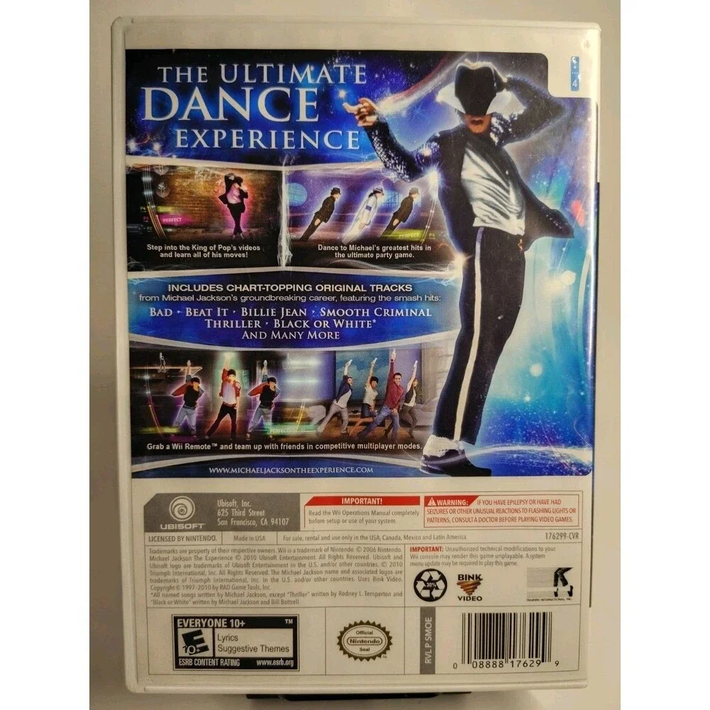 Michael Jackson: The Experience (Nintendo Wii, 2010). No Glove or Manual. Used